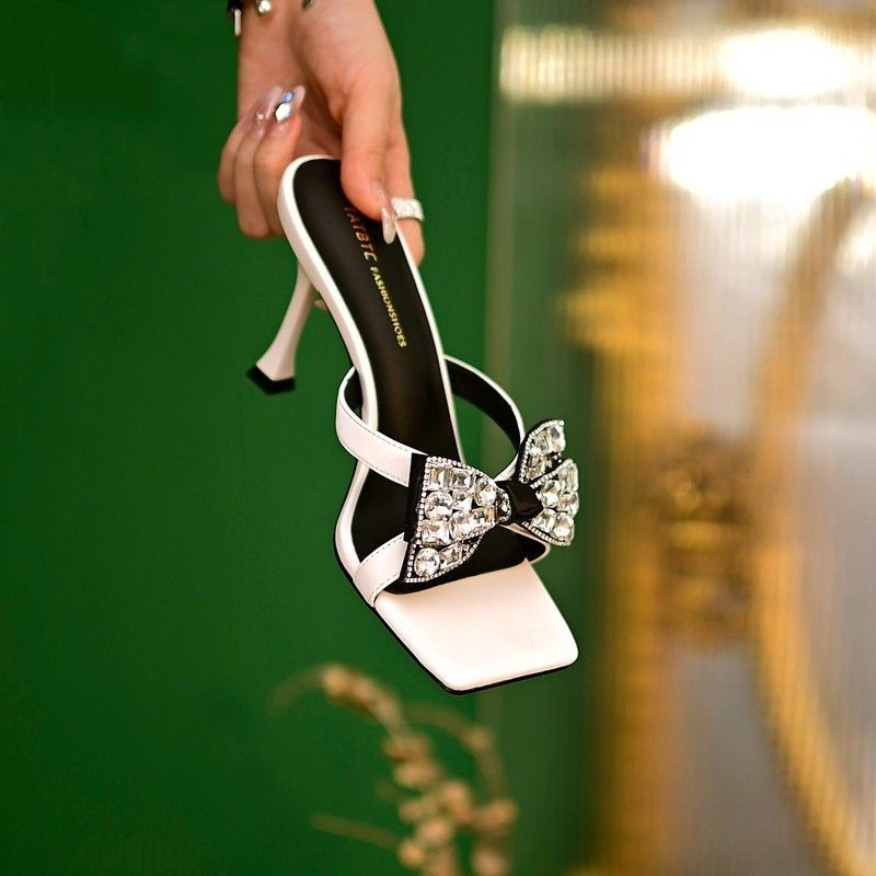 Dép Cao Gót Đính Nơ Ngọc Trai Thời Trang Dành Cho Nữ