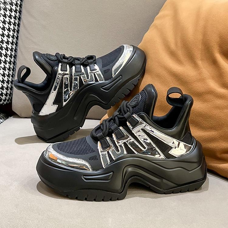 Giày Thể Thao muffin Đế Dày Màu Bạc Mùa Thu 2023 Phong Cách Châu Âu Cho Nữ