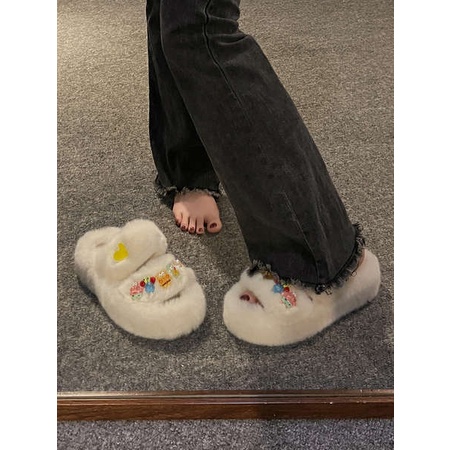 Dễ Thương Dép cotton Đế Dày Họa Tiết Hoạt Hình Xinh Xắn Theo Phong Cách Mùa Thu Dành