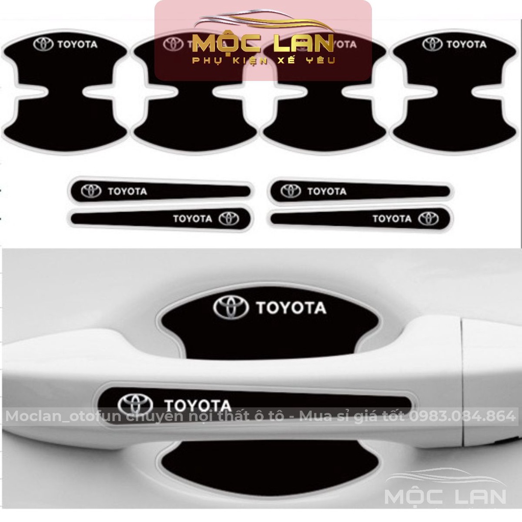 Bộ 8 chi tiết Miếng dán Silicon chống xước hõm xe và tay nắm cửa ô tô - full logo