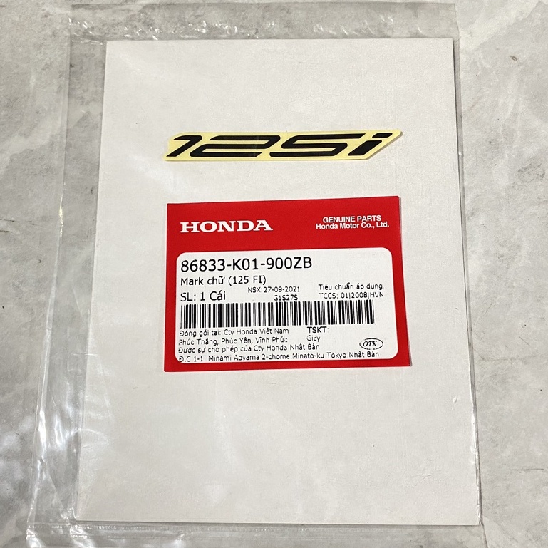Mark chữ | tem chữ 125I xe SH 125i chính hãng Honda