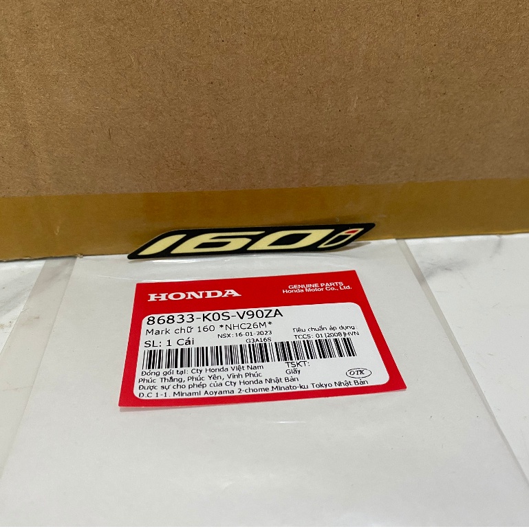 Mark chữ chính hãng Honda 160i | tem dán chính hãng Honda 160i SH (2022-2023) *NHC26M* (86833-K0S-V9