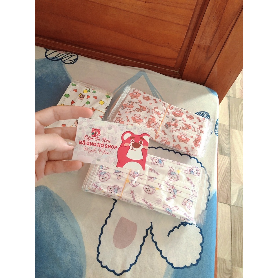 Khẩu trang cute y tế in hình hoạt tiết người lớn đáng yêu vải lụa cao cấp mềm mịn thoáng khí