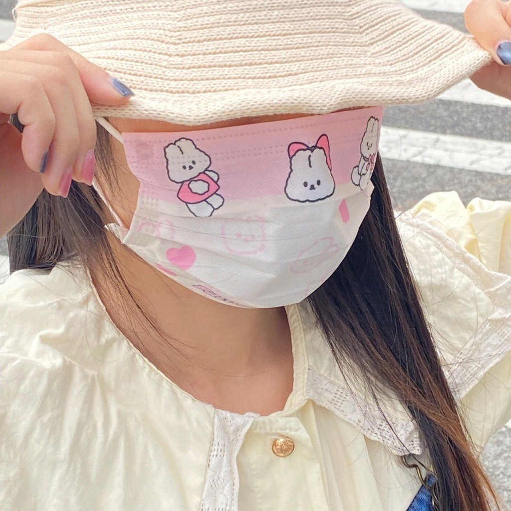 Khẩu trang cute y tế in hình hoạt tiết người lớn đáng yêu vải lụa cao cấp mềm mịn thoáng khí