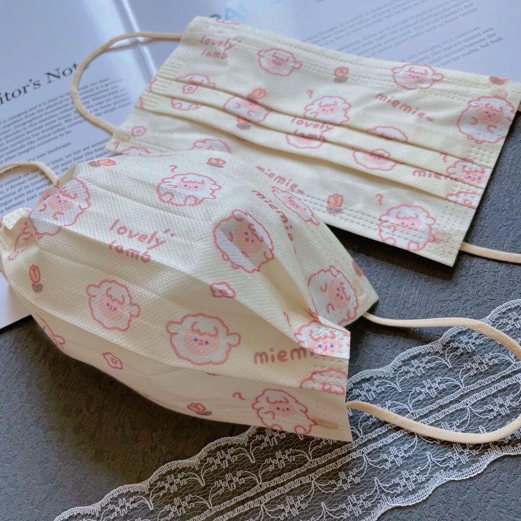 Khẩu trang cute y tế in hình hoạt tiết người lớn đáng yêu vải lụa cao cấp mềm mịn thoáng khí