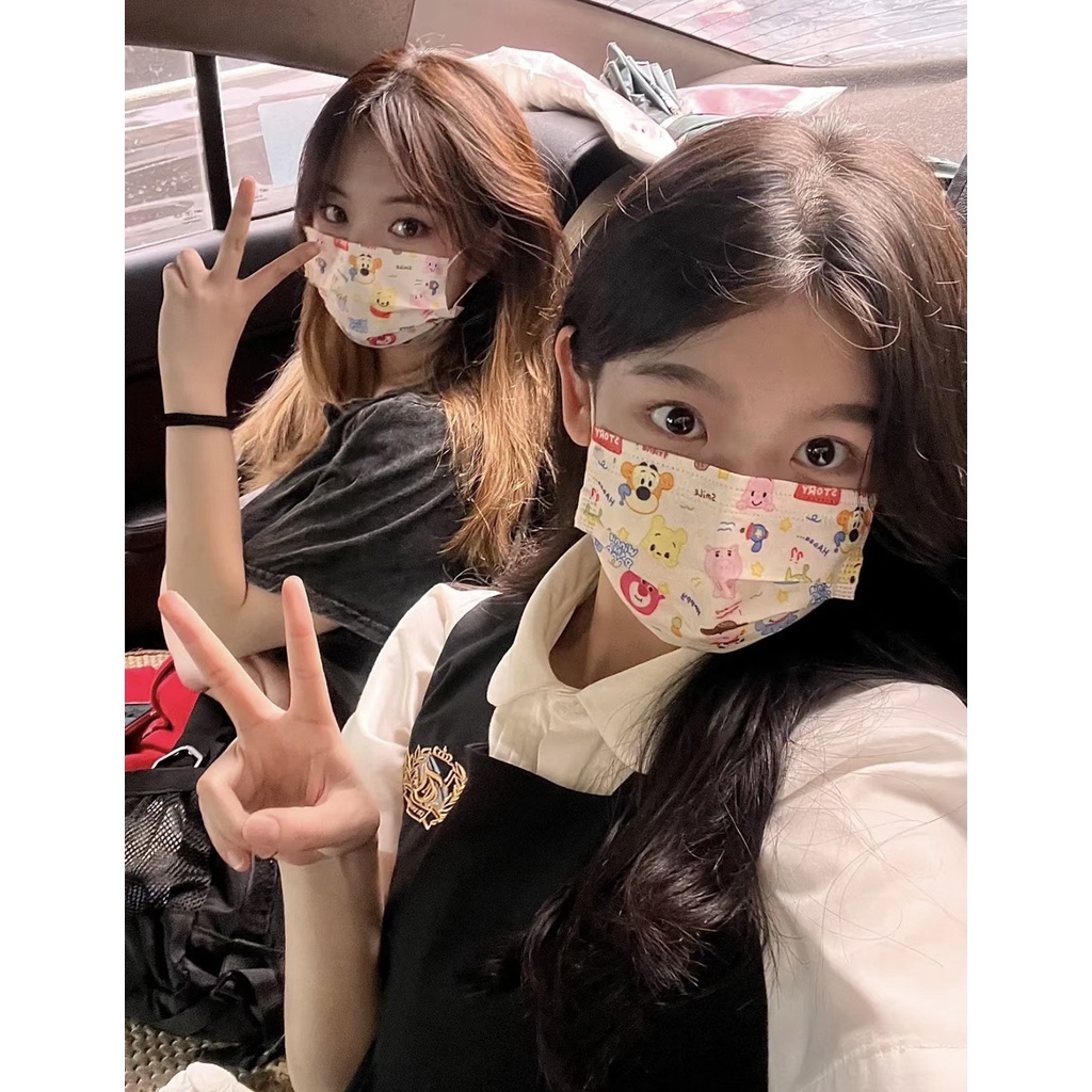 Khẩu trang cute y tế in hình hoạt tiết người lớn đáng yêu vải lụa cao cấp mềm mịn thoáng khí