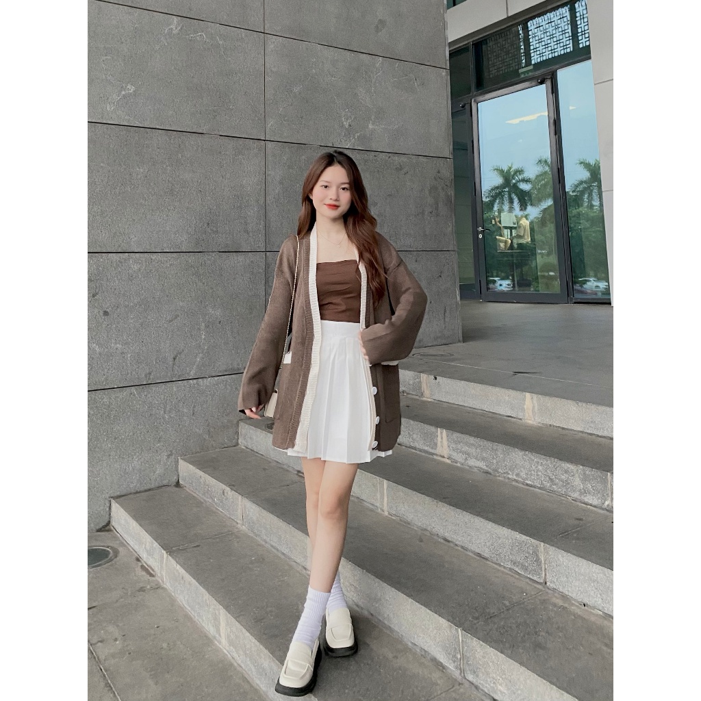 ÁO KHOÁC len cardigan nữ dài tay form rộng thu đông,  Cadiganvien905_P5K4