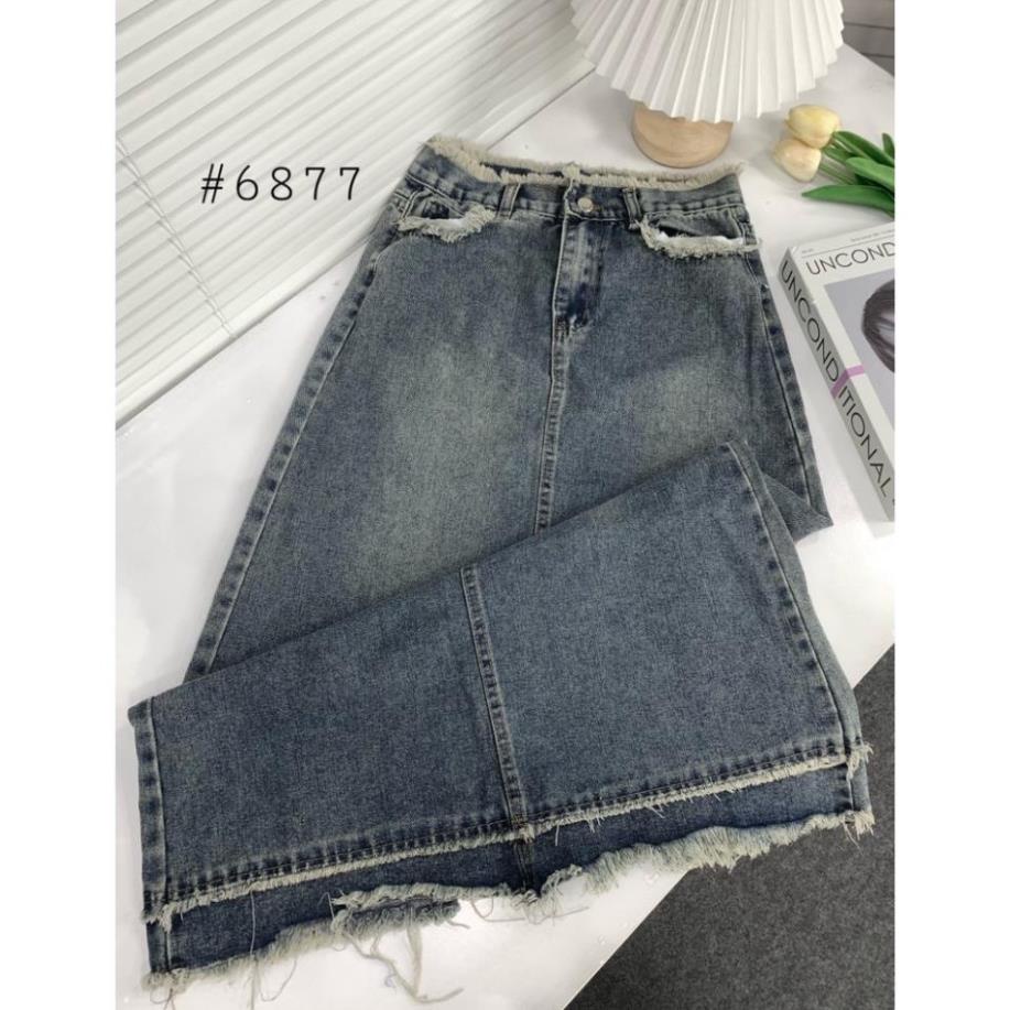 CHÂN VÁY jeans dáng dài tua rua - CHERYBASIC - Cv6877/P0k40 | BigBuy360 - bigbuy360.vn