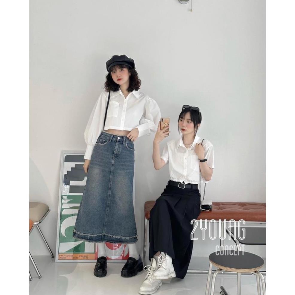 CHÂN VÁY jeans dáng dài tua rua - CHERYBASIC - Cv6877/P0k40 | BigBuy360 - bigbuy360.vn