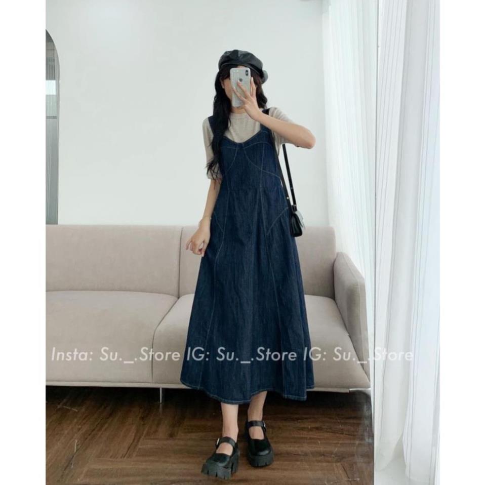 VÁY jeans 2 dây lưng chun dáng xòe  CHERYBASIC Yemjean634/P0K11 | BigBuy360 - bigbuy360.vn