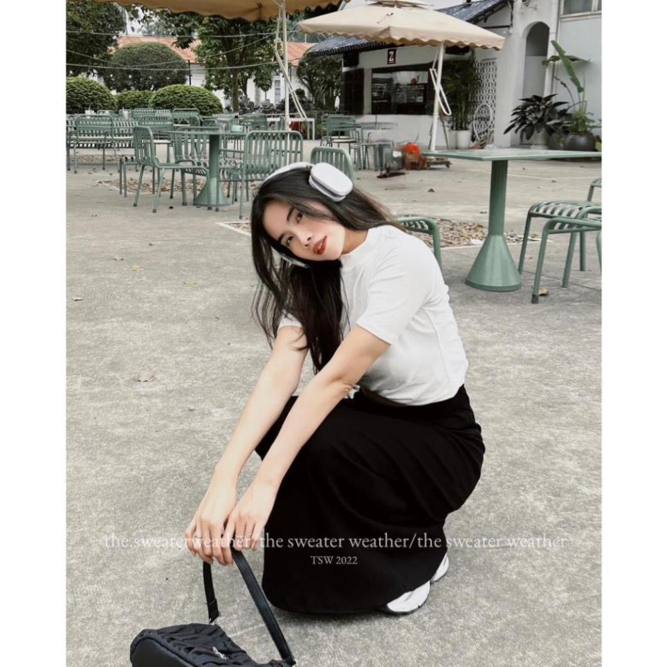 CHÂN VÁY suông dài thun co giãn cạp phẳng -  CHERYBASIC - Cvthundangdai257/p3k7