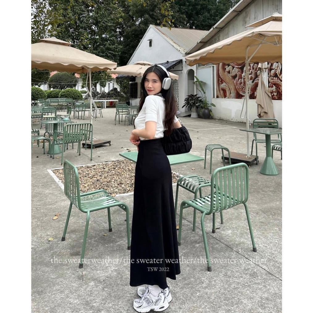 CHÂN VÁY suông dài thun co giãn cạp phẳng -  CHERYBASIC - Cvthundangdai257/p3k7