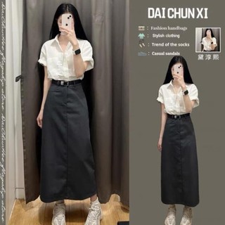 CHÂN VÁY dáng dài kèm đai chất ruby tôn dáng -  CHERYBASIC - Cv6904_pp4k3