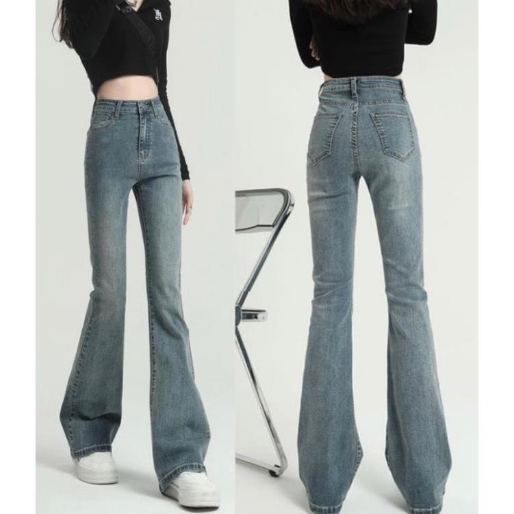 QUẦN jean ống loe lưng cao -  CHERYBASIC- Quanjeanloe555_P6K3