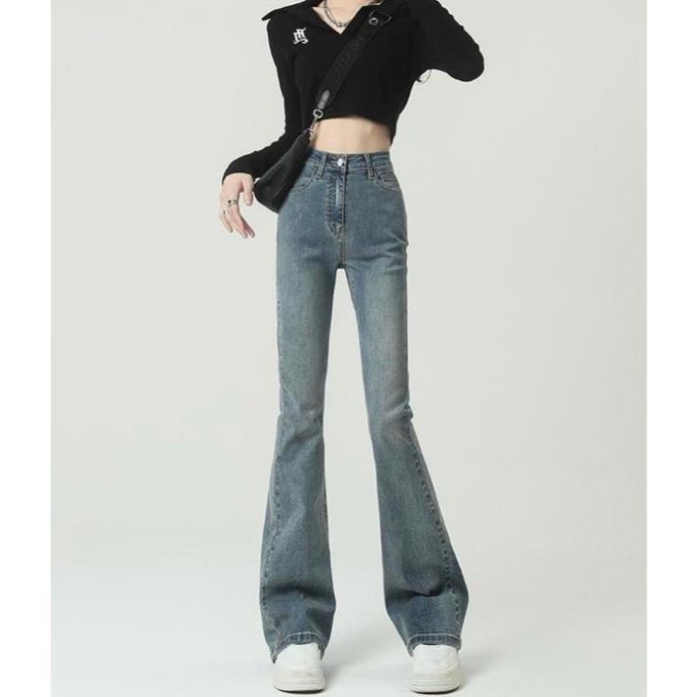 QUẦN jean ống loe lưng cao -  CHERYBASIC- Quanjeanloe555_P6K3