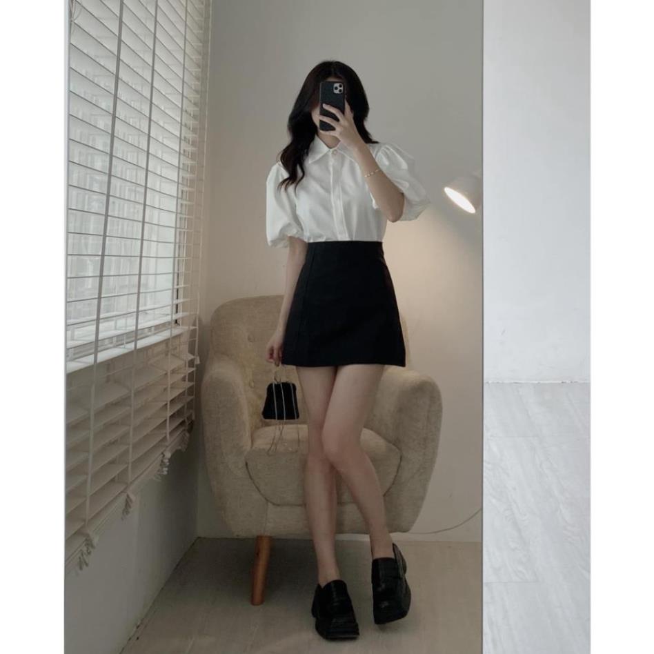 ÁO sơ mi ngắn tay bồng vạt tôm -CHERYBASIC - Smtho856/P4K12