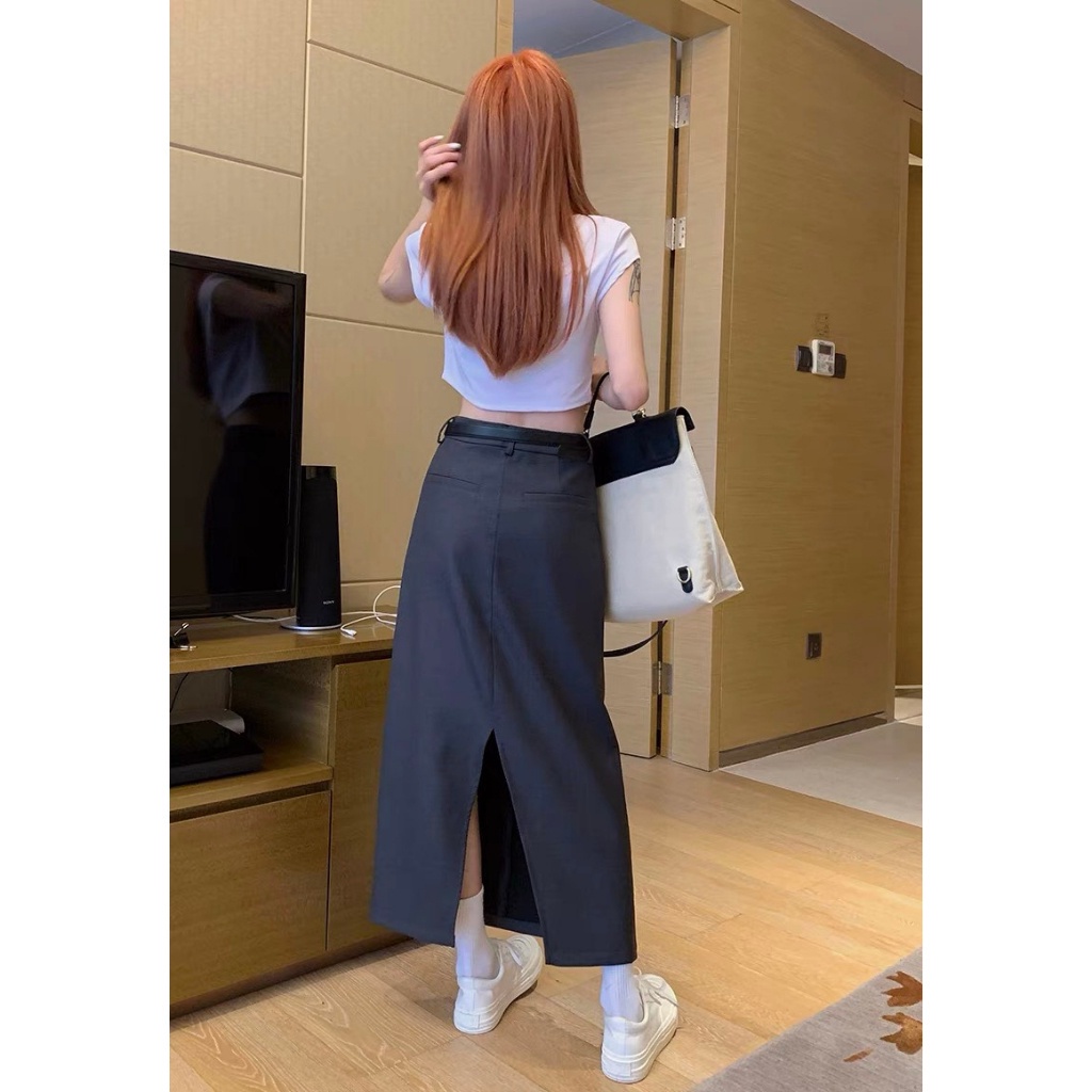 Chân váy dáng dài kèm đai chất ruby tôn dáng - 23 August Store - Cv6904_pp4k3