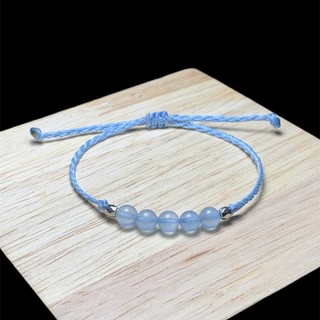 Vòng tay aquamarine thắt dây đơn giản