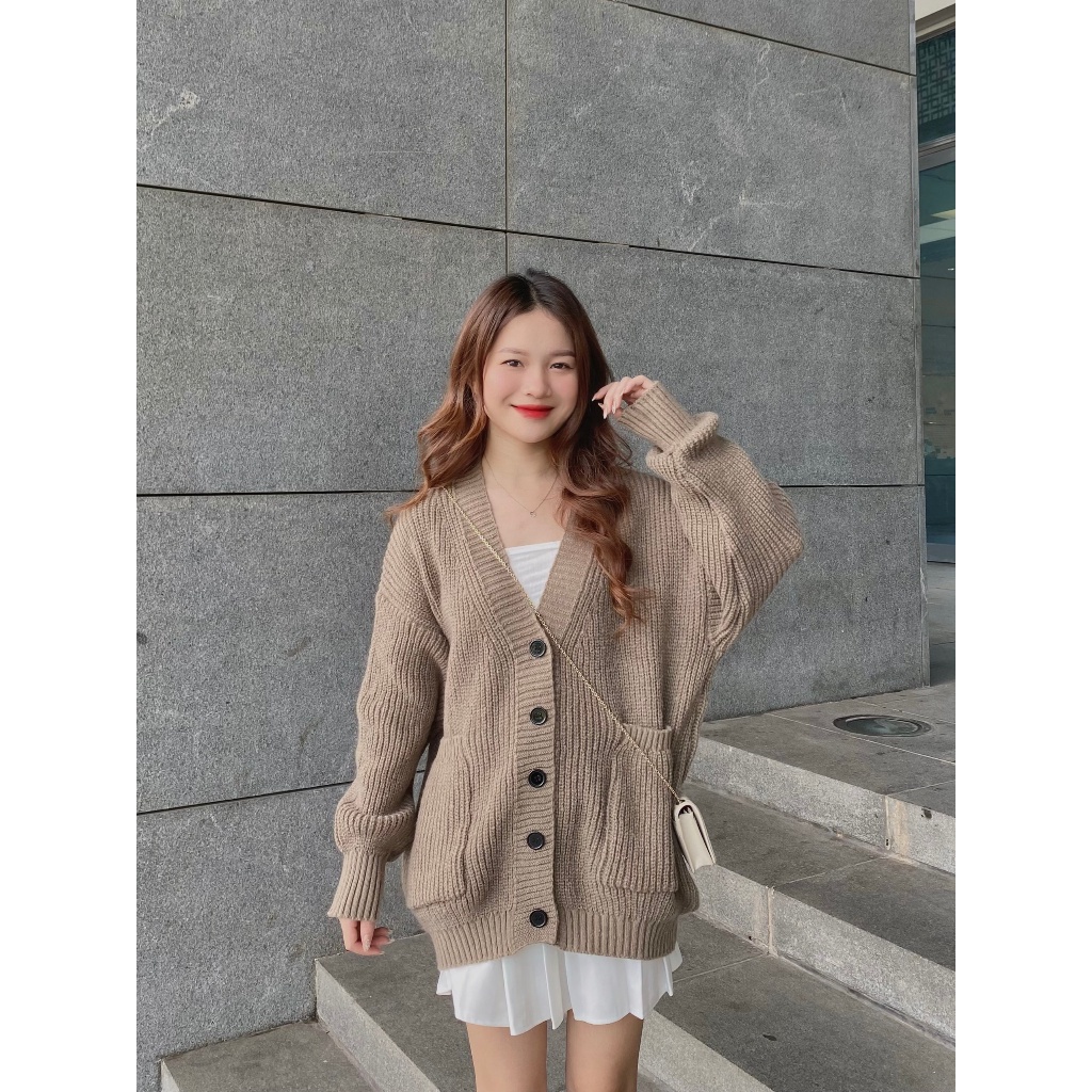 ÁO LEN cardigan trơn dáng rộng - LADDYSTORE- CDG8836_P0K7