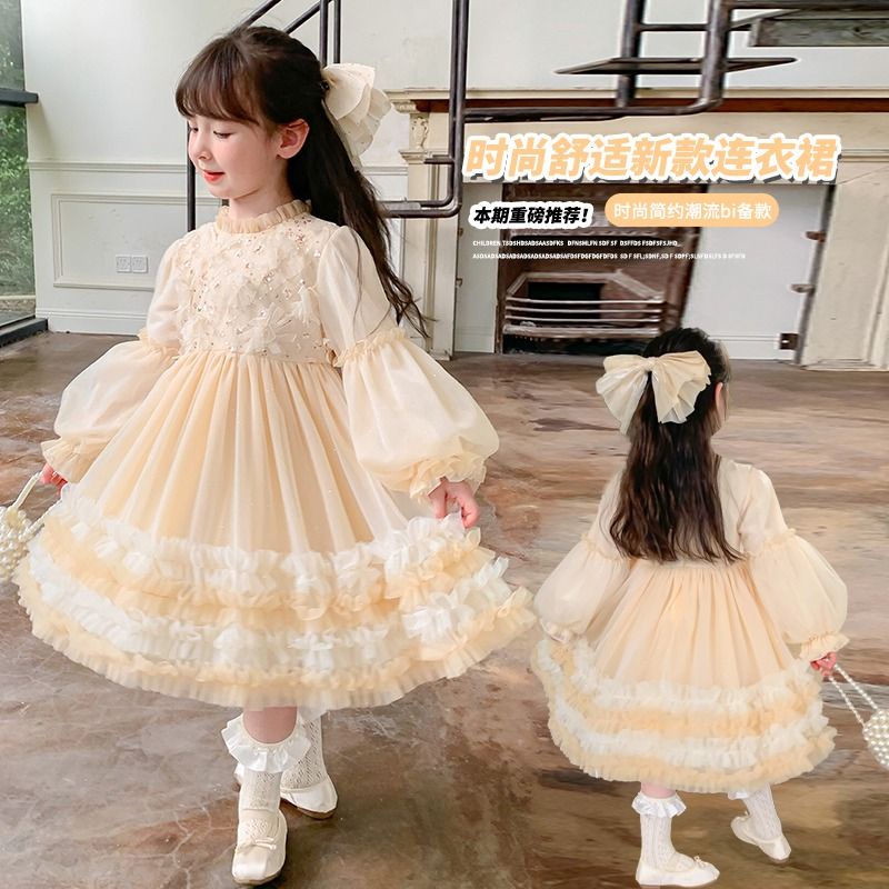 Giới Hạn Thời Gian Hạn Đầm Công Chúa lolita Mùa Thu Dáng Thẳng Mềm Mịn Phong Cách Phương Tây Ngọt Ngào Cho Bé Gái