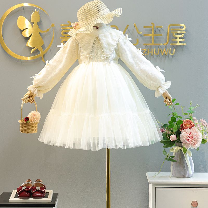 Đầm Công Chúa Dáng Thẳng Tay Phồng Thời Trang Mùa Thu 2023 Phong Cách Mới Cho Bé Gái