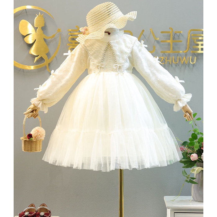 Đầm Công Chúa Dáng Thẳng Tay Phồng Thời Trang Mùa Thu 2023 Phong Cách Mới Cho Bé Gái