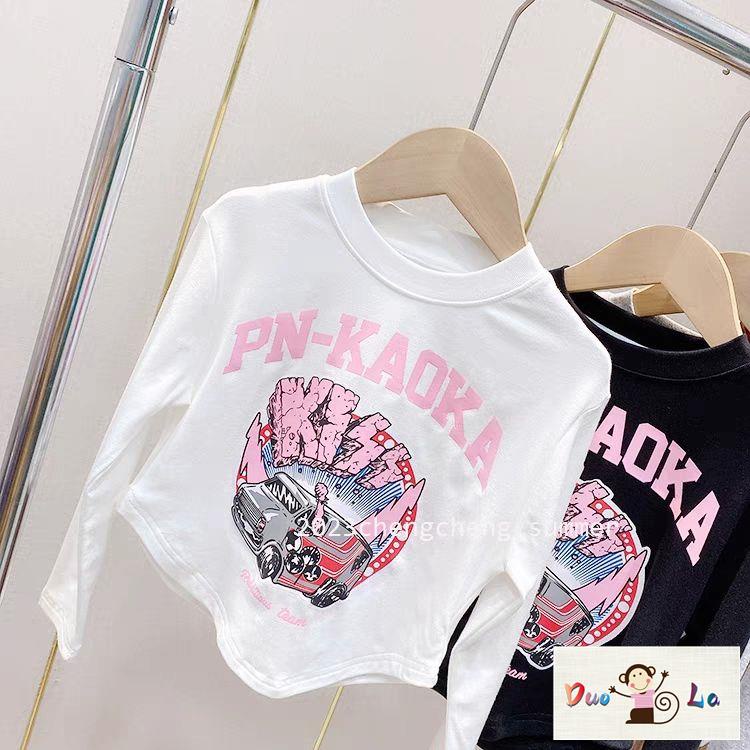 Doula Áo Thun Tay Dài Dáng Ngắn In Chữ Phong Cách Hàn Quốc Thời Trang Mùa Xuân Cho Nữ