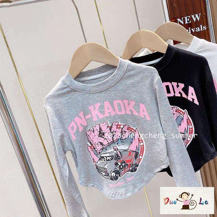 Doula Áo Thun Tay Dài Dáng Ngắn In Chữ Phong Cách Hàn Quốc Thời Trang Mùa Xuân Cho Nữ