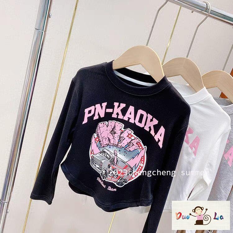 Doula Áo Thun Tay Dài Dáng Ngắn In Chữ Phong Cách Hàn Quốc Thời Trang Mùa Xuân Cho Nữ