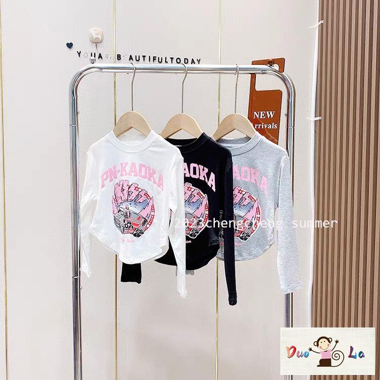 Doula Áo Thun Tay Dài Dáng Ngắn In Chữ Phong Cách Hàn Quốc Thời Trang Mùa Xuân Cho Nữ