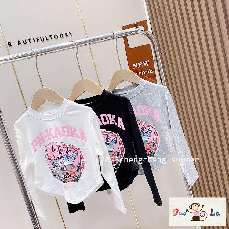 Doula Áo Thun Tay Dài Dáng Ngắn In Chữ Phong Cách Hàn Quốc Thời Trang Mùa Xuân Cho Nữ