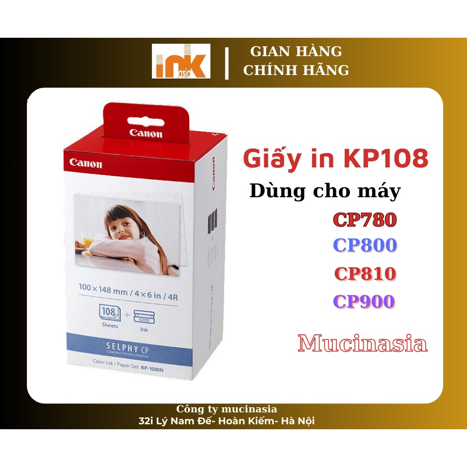 COMBO 4 HỘP GIẤY IN ẢNH KP108 KÈM MỰC dùng cho máy in Canon Selphy CP820, CP910, CP1000, CP1200