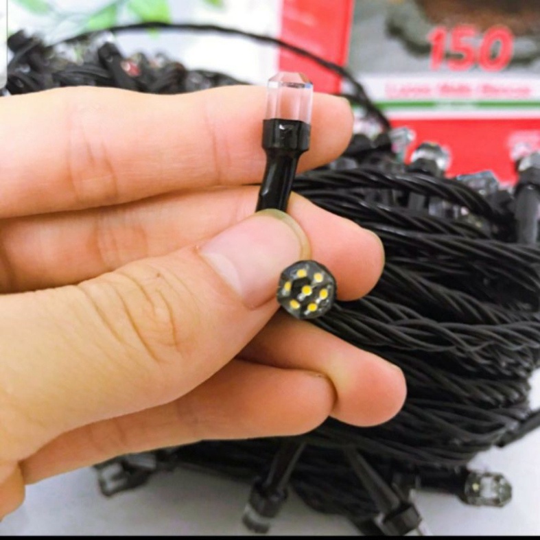 Dây đèn led trang trí ngoài trời 50m Bóng lục giác kim cương