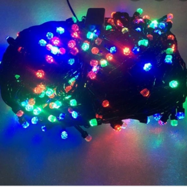 Dây đèn led trang trí ngoài trời 50m Bóng lục giác kim cương