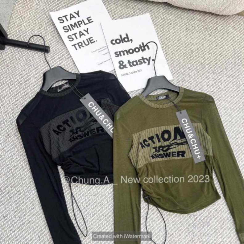 Áo lưới rút sườn đáp chữ nhung hàng QCL1 03/5