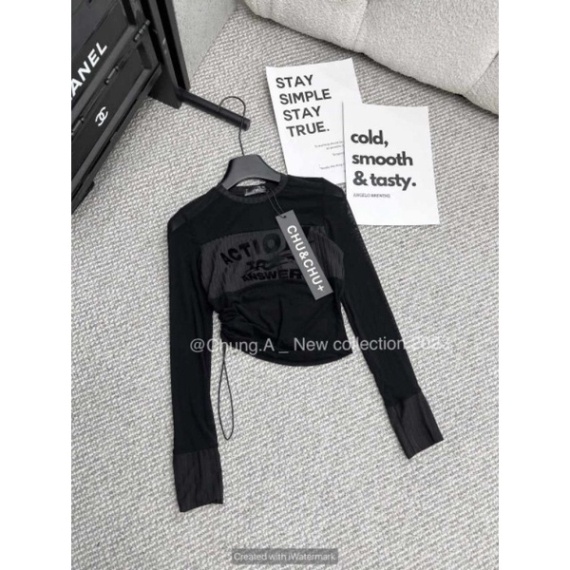 Áo lưới rút sườn đáp chữ nhung hàng QCL1 03/5