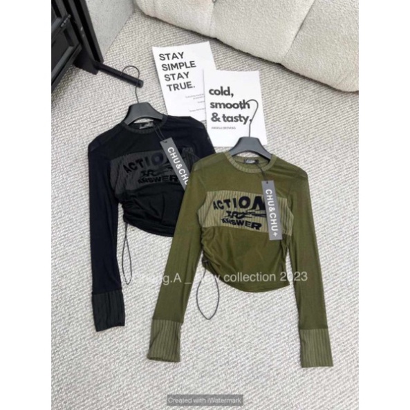 Áo lưới rút sườn đáp chữ nhung hàng QCL1 03/5