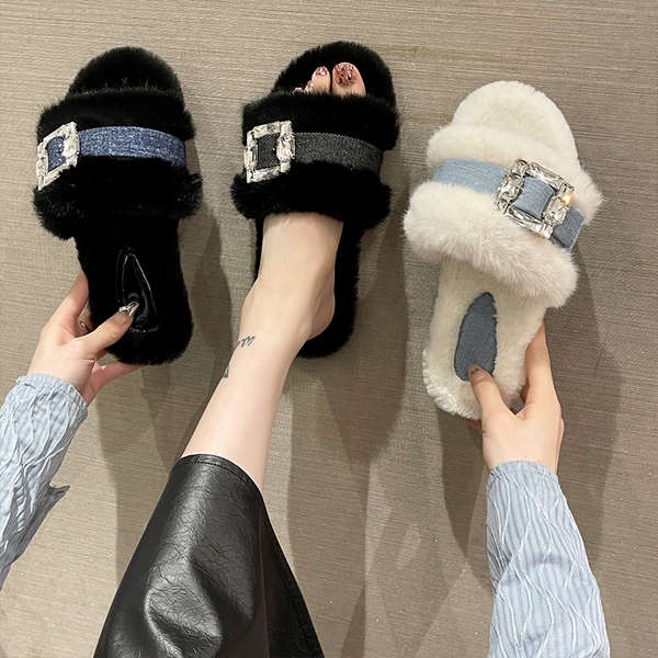 Dép Lông Đế Dày Thời Trang Thu Đông Mới Cho Nữ