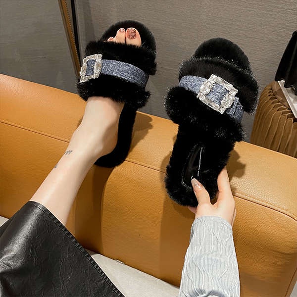 Dép Lông Đế Dày Thời Trang Thu Đông Mới Cho Nữ