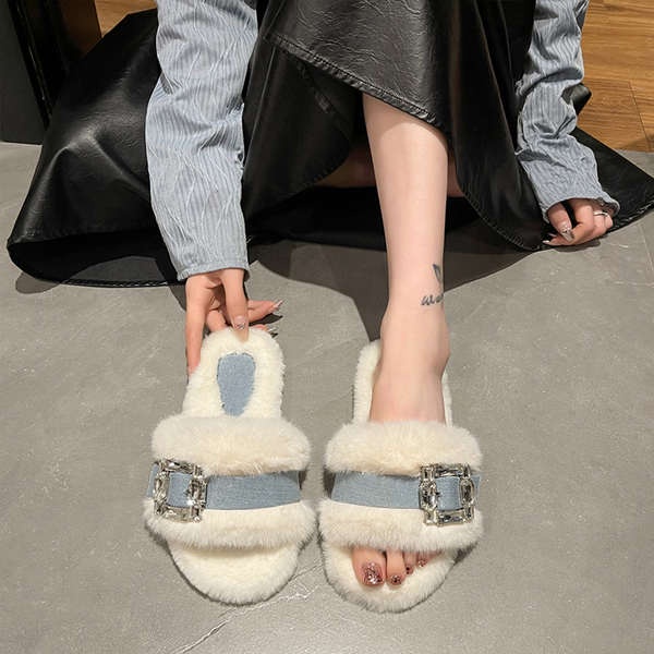 Dép Lông Đế Dày Thời Trang Thu Đông Mới Cho Nữ
