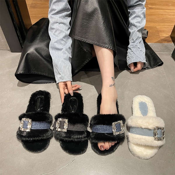 Dép Lông Đế Dày Thời Trang Thu Đông Mới Cho Nữ