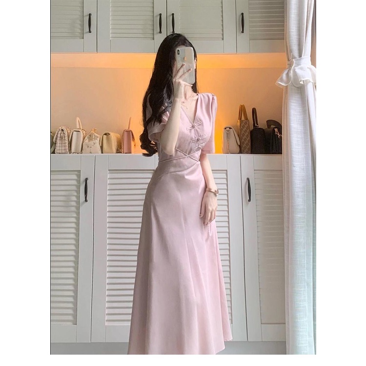 Váy dự tiệc cưới　đầm dự tiệc cưới　đầm dự tiệc cưới　đầm đám cưới　đầm đi tiệc cưới　Sườn Xám Cách Tân Phong Cách Trung Hoa Mới Mùa Hè