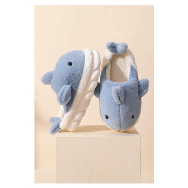 Dép Bông Đi Trong Nhà Chống Trượt Hình Cá Mập Thời Trang Mùa Đông Ấm Áp Dành Cho Nữ