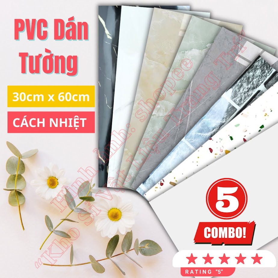 Combo 5 Miếng Dán Tường PVC Cách Nhiệt, Sự Lựa Chọn Hoàn Hảo Cho Không Gian Sống Đẳng Cấp