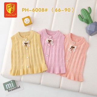 Áo len gile bé gái, áo len gile dành cho bé gái - áo len gile đính nơ viền bèo