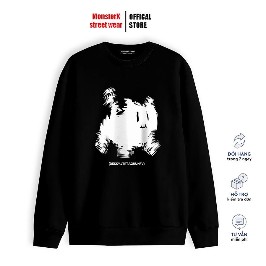 Áo dài tay trơn Nỉ Bông Unisex Monster X Street Mèo Dekky Sweater Ulzzang cặp đôi nam nữ form rộng oversize Hàn Quốc