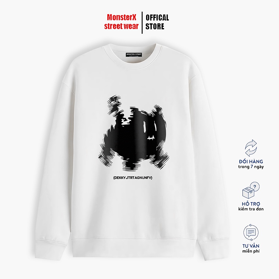 Áo dài tay trơn Nỉ Bông Unisex Monster X Street Mèo Dekky Sweater Ulzzang cặp đôi nam nữ form rộng oversize Hàn Quốc