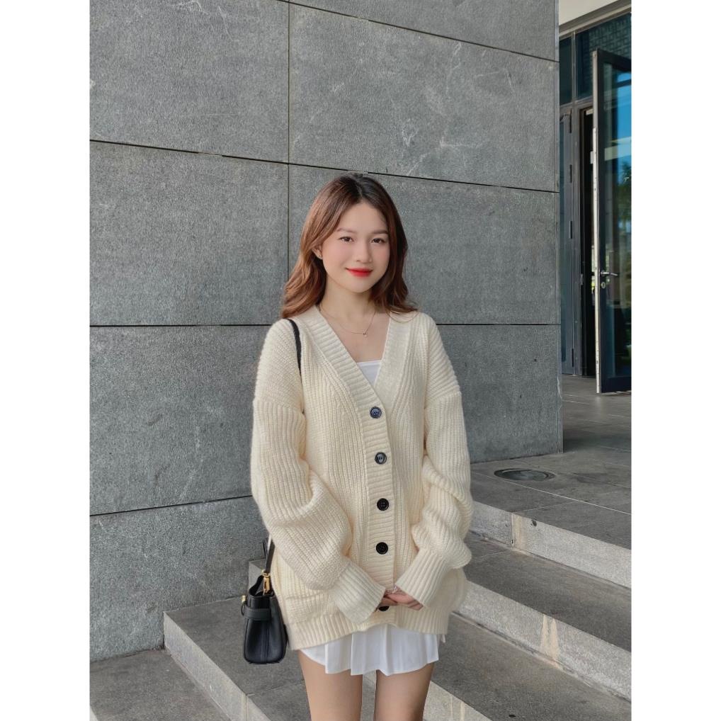ÁO LEN cardigan trơn dáng rộng - LADDYSTORE- CDG8836_P0K7