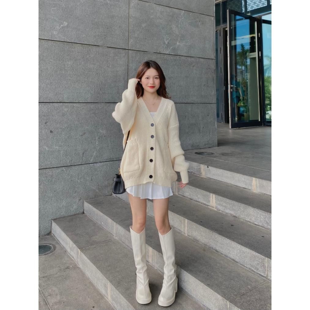 ÁO LEN cardigan trơn dáng rộng - LADDYSTORE- CDG8836_P0K7
