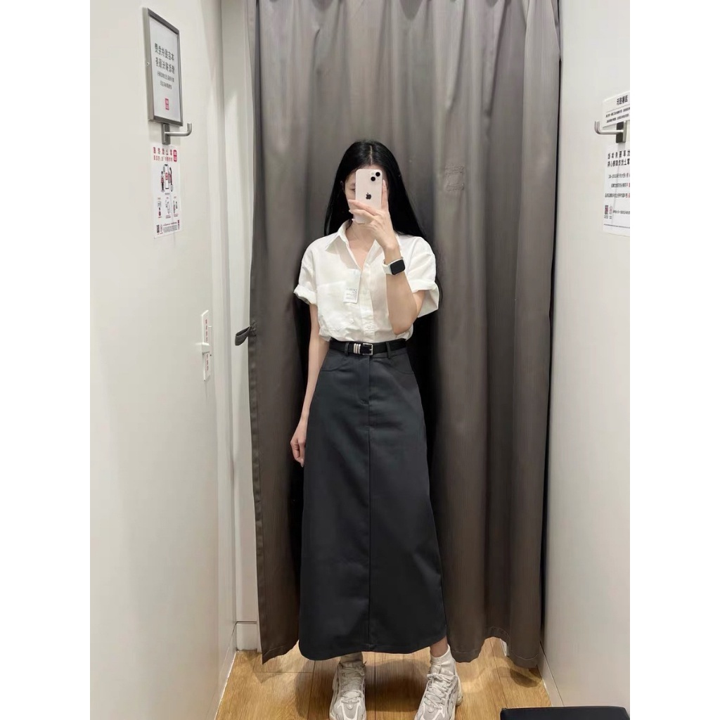 Chân váy dáng dài kèm đai chất ruby tôn dáng - 23 August Store - Cv6904_pp4k3